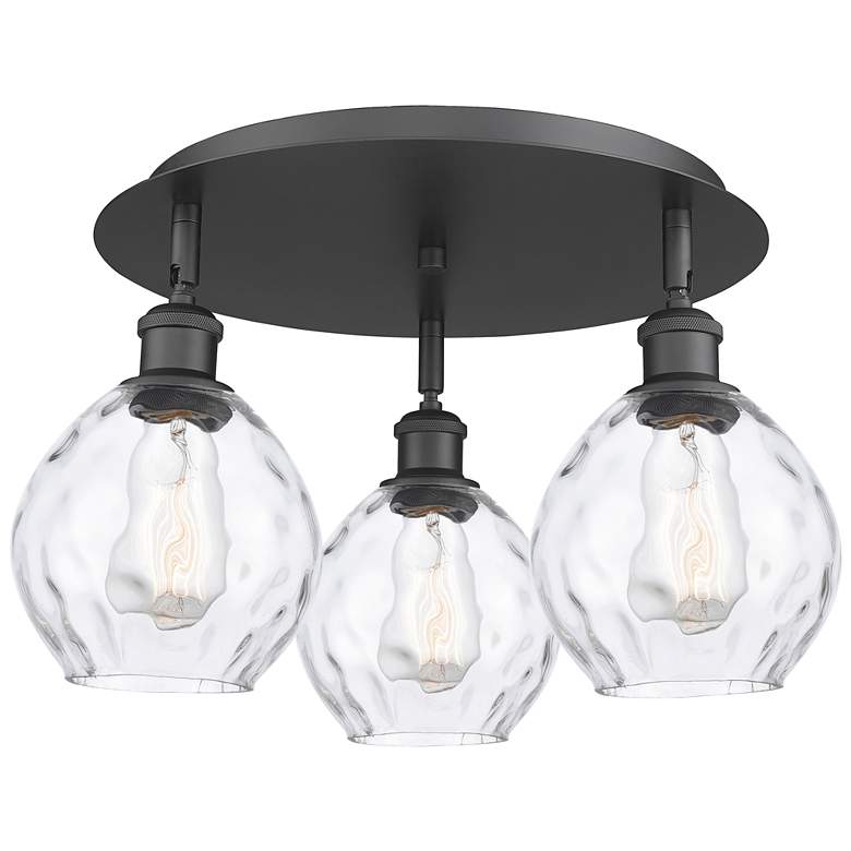 Image 1 Waverly 17.75 inch Wide 3 Light Matte Black Flush Mount With Clear Glass S