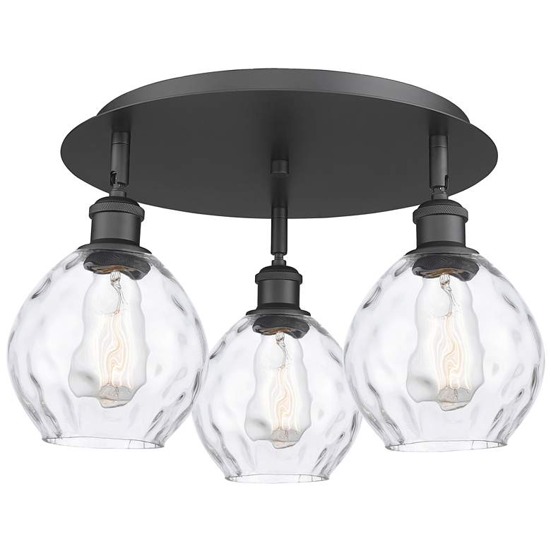 Image 1 Waverly 17.75" Wide 3 Light Matte Black Flush Mount With Clear Glass S