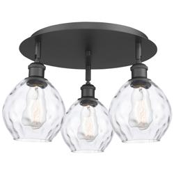 Waverly 17.75&quot; Wide 3 Light Matte Black Flush Mount With Clear Glass S