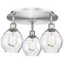 Waverly 17.75" Wide 3 Light Satin Nickel Flush Mount With Clear Glass
