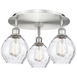 Waverly 17.75" Wide 3 Light Satin Nickel Flush Mount With Clear Glass