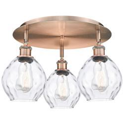 Waverly 17.75&quot;W 3 Light Antique Copper Flush Mount With Clear Glass Sh