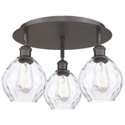 Waverly 17.75&quot;W 3 Light Oil Rubbed Bronze Flush Mount w/ Clear Glass S