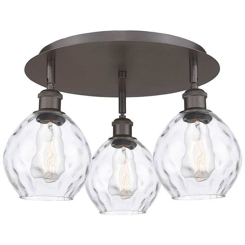 Image 1 Waverly 17.75"W 3 Light Oil Rubbed Bronze Flush Mount w/ Clear Glass S