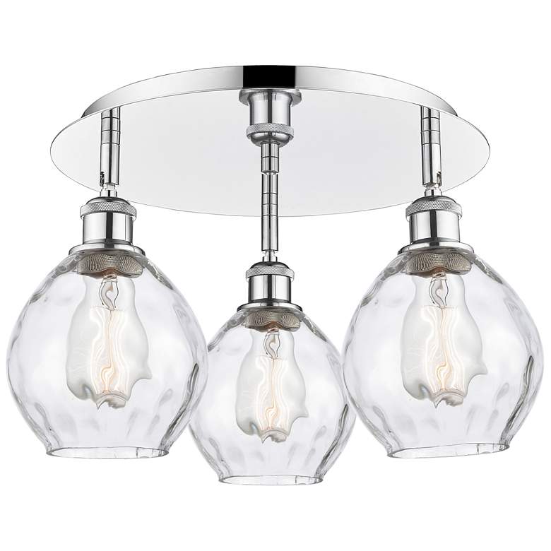 Image 1 Waverly 17.75"W 3 Light Polished Chrome Flush Mount With Clear Glass S