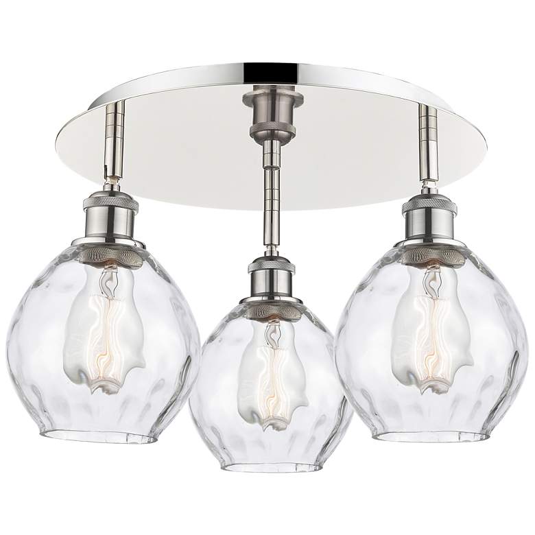 Image 1 Waverly 17.75"W 3 Light Polished Nickel Flush Mount With Clear Glass S