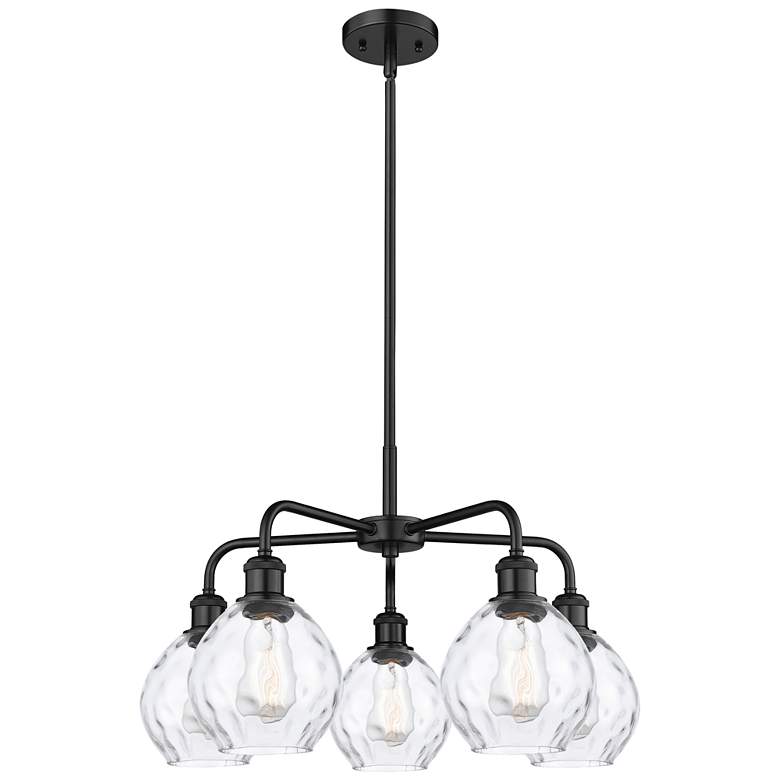 Image 1 Waverly 24" Wide 5 Light Matte Black Stem Hung Chandelier With Clear S