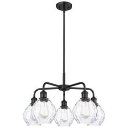 Waverly 24&quot; Wide 5 Light Matte Black Stem Hung Chandelier With Clear S