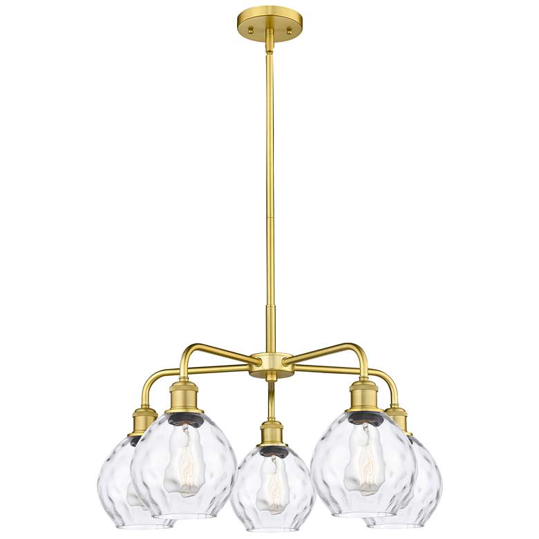Image 1 Waverly 24" Wide 5 Light Satin Gold Stem Hung Chandelier With Clear Sh