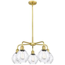 Waverly 24" Wide 5 Light Satin Gold Stem Hung Chandelier With Clear Sh