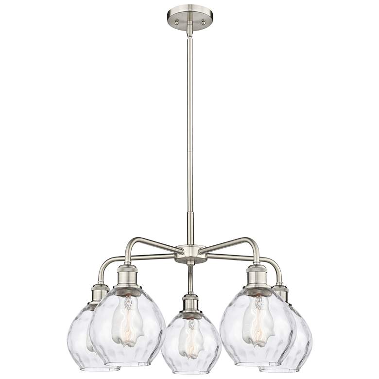 Image 1 Waverly 24" Wide 5 Light Satin Nickel Stem Hung Chandelier With Clear