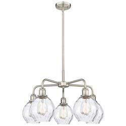 Waverly 24" Wide 5 Light Satin Nickel Stem Hung Chandelier With Clear
