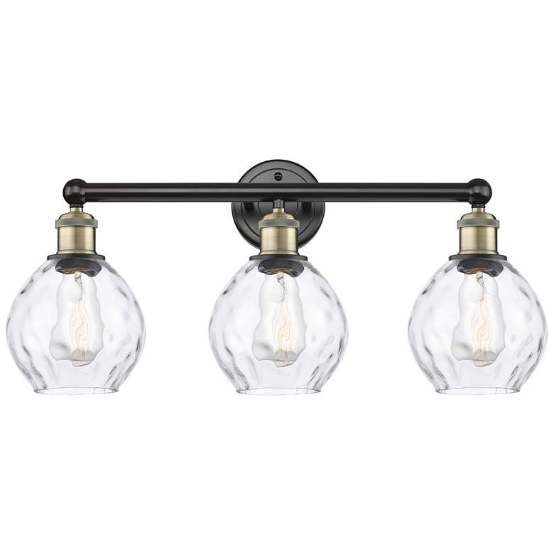 Image 1 Waverly 24"W 3 Light Black Antique Brass Bath Vanity Light With Clear