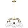 Waverly 24"W 5 Light Antique Brass Stem Hung Chandelier With Clear Sha