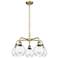 Waverly 24"W 5 Light Antique Brass Stem Hung Chandelier With Clear Sha