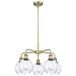 Waverly 24"W 5 Light Antique Brass Stem Hung Chandelier With Clear Sha