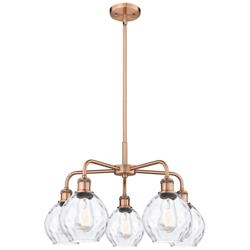 Waverly 24&quot;W 5 Light Antique Copper Stem Hung Chandelier With Clear Sh