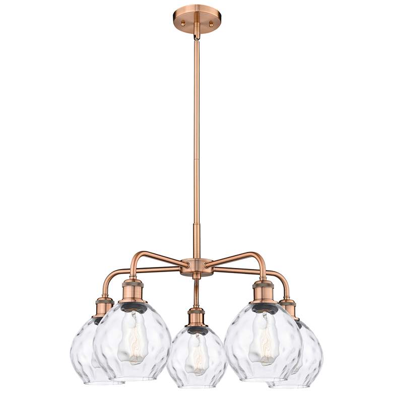 Image 1 Waverly 24"W 5 Light Antique Copper Stem Hung Chandelier With Clear Sh