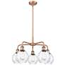Waverly 24"W 5 Light Antique Copper Stem Hung Chandelier With Clear Sh