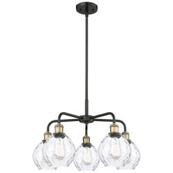 Waverly 24&quot;W 5 Light Black Brass Stem Hung Chandelier With Clear Shade