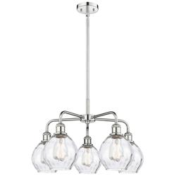 Waverly 24&quot;W 5 Light Polished Chrome Stem Hung Chandelier With Clear S