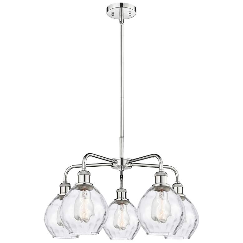 Image 1 Waverly 24 inchW 5 Light Polished Chrome Stem Hung Chandelier With Clear S