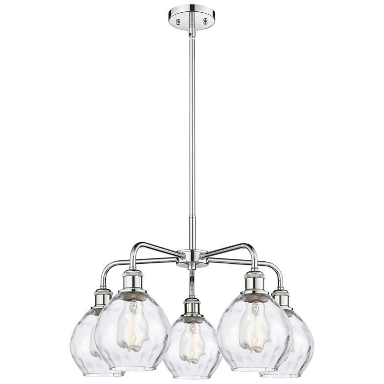 Image 1 Waverly 24"W 5 Light Polished Chrome Stem Hung Chandelier With Clear S
