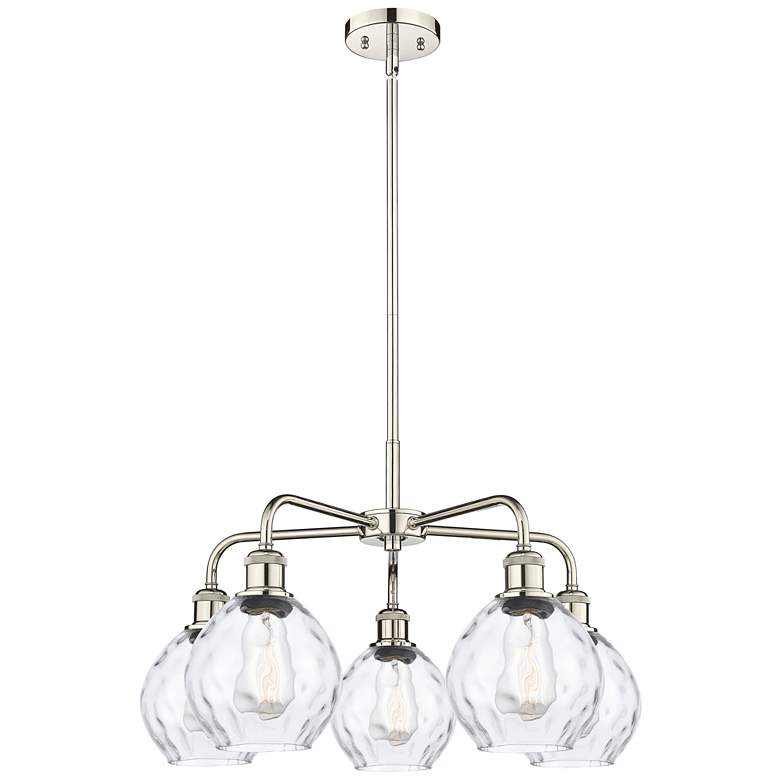Image 1 Waverly 24"W 5 Light Polished Nickel Stem Hung Chandelier With Clear S