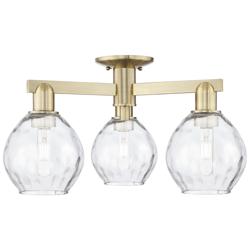 Waverly 24" Wide 3-Light Antique Brass Semi-Flush Mount w/ Clear Shade