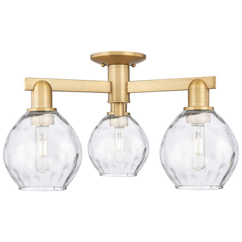 Image 1 Waverly 24" Wide 3-Light Brushed Brass Semi-Flush Mount w/ Clear Shade