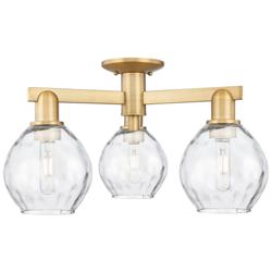 Waverly 24" Wide 3-Light Brushed Brass Semi-Flush Mount w/ Clear Shade