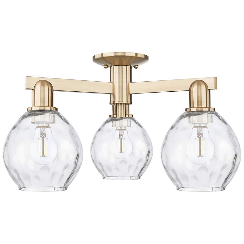 Image 1 Waverly 24" Wide 3-Light Champagne Bronze Semi-Flush Mount w/ Clear Shade