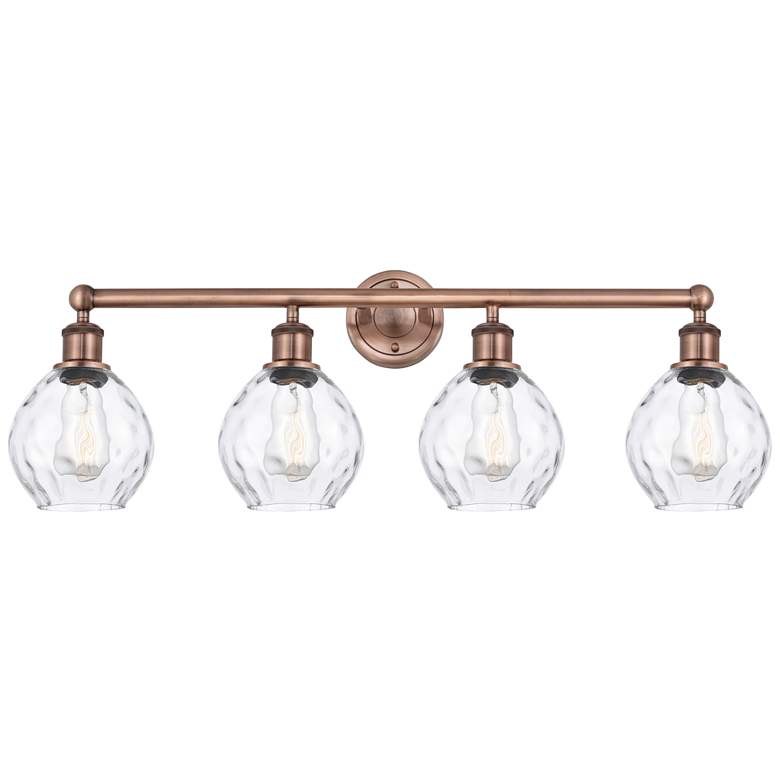 Image 1 Waverly 33" Wide 4 Light Antique Copper Bath Vanity Light With Clear S