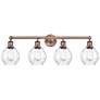 Waverly 33" Wide 4 Light Antique Copper Bath Vanity Light With Clear S