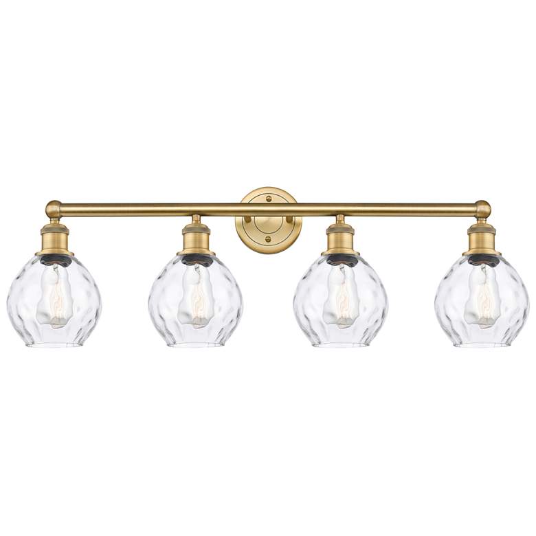 Image 1 Waverly 33" Wide 4 Light Brushed Brass Bath Vanity Light With Clear Sh