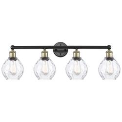 Waverly 33&quot;W 4 Light Black Antique Brass Bath Vanity Light With Clear