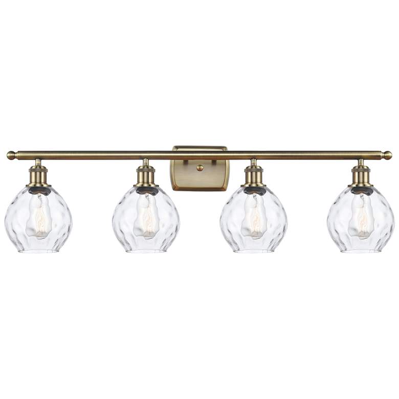 Image 1 Waverly 36" Wide 4 Light Antique Brass Bath Vanity Light w/ Clear Shad