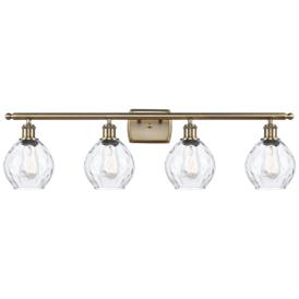 Waverly 36" Wide 4 Light Antique Brass Bath Vanity Light w/ Clear Shad Waverly 36" Wide 4 Light Antique Brass Bath Vanity Light w/ Clear Shad
