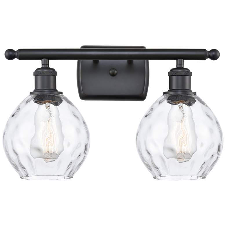 Image 1 Waverly 6" 2 Light 16" LED Bath Light - Matte Black - Clear Shade