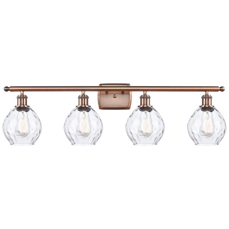 Image 1 Waverly 6" 36" Wide 4 Light Copper Bath Vanity Light w/ Clear Sha