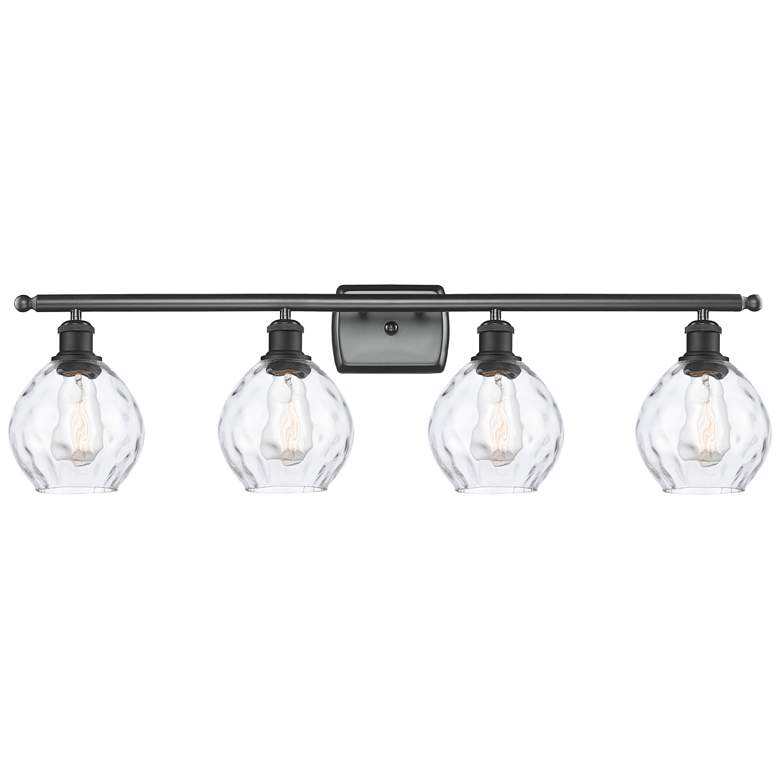 Image 1 Waverly 6" 36" Wide 4 Light Matte Black Bath Vanity Light w/ Clea