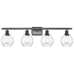 Waverly 6" 36" Wide 4 Light Matte Black Bath Vanity Light w/ Clea