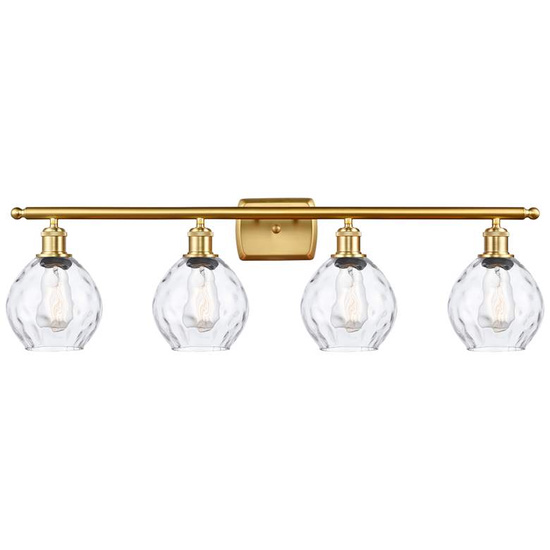 Image 1 Waverly 6" 36" Wide 4 Light Satin Gold Bath Vanity Light w/ Clear