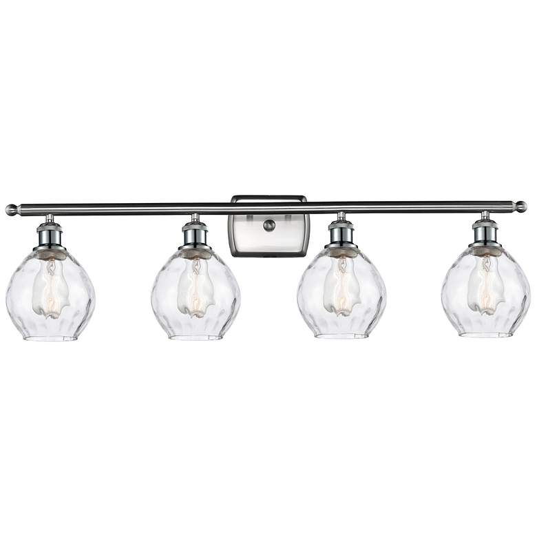 Image 1 Waverly 6" 36"W 4 Light Brushed Nickel Bath Light w/ Clear Shade