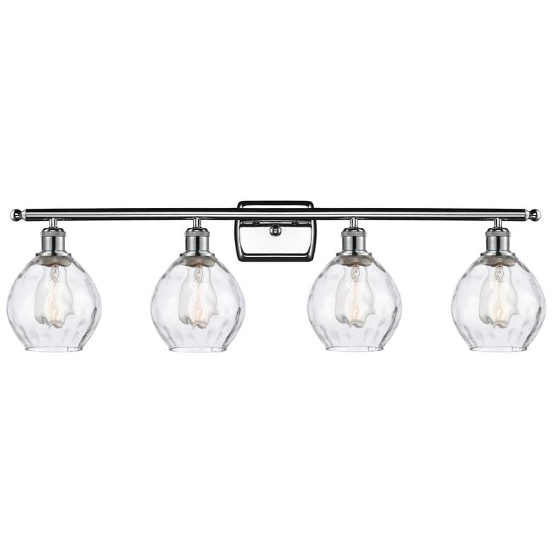 Image 1 Waverly 6" 36"W 4 Light Polished Chrome Bath Vanity Light w/ Clea