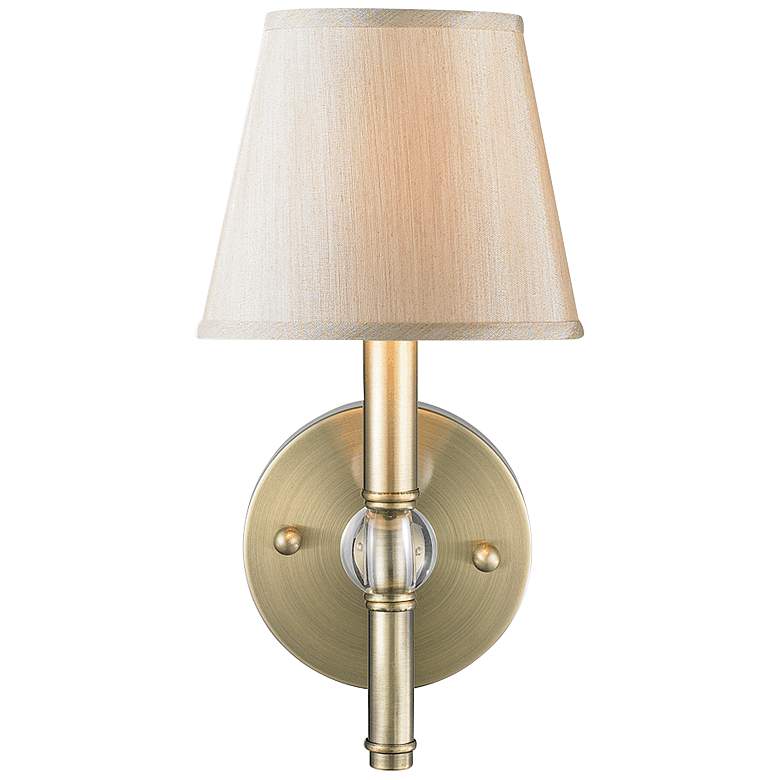 Image 1 Waverly 6 inch Wide Aged Brass 1-Light Wall Sconce with Silken Parchment