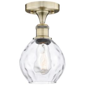 Waverly 6" Wide Antique Brass Semi.Flush Mount With Clear Glass Shade Waverly 6" Wide Antique Brass Semi.Flush Mount With Clear Glass Shade