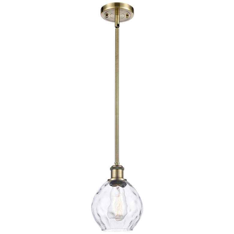Image 1 Waverly 6" Wide Antique Brass Stem Hung Mini Pendant w/ Clear Shade