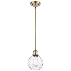 Waverly 6" Wide Antique Brass Stem Hung Mini Pendant w/ Clear Shade