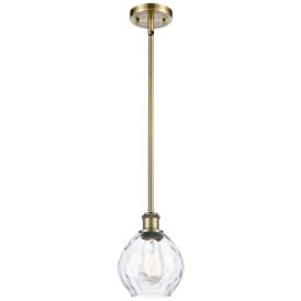 Waverly 6" Wide Antique Brass Stem Hung Mini Pendant w/ Clear Shade Waverly 6" Wide Antique Brass Stem Hung Mini Pendant w/ Clear Shade